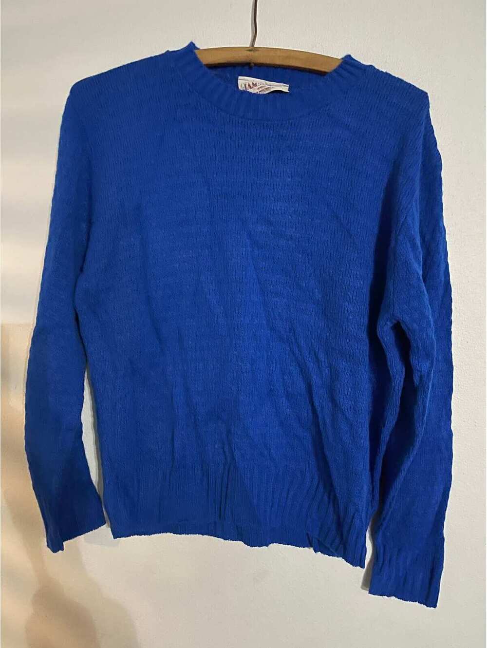 Vintage 80s Royal blue simple sweater top academia collegiate